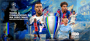 Banner Champions League com Vini Jr, Haaland e troféu: 